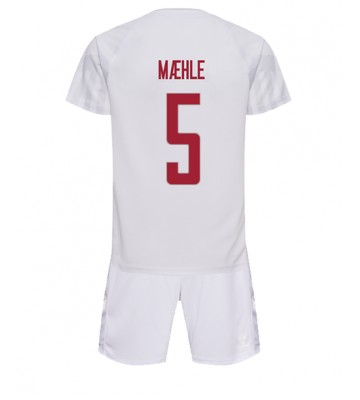 Danmark Joakim Maehle #5 Udebanesæt Børn VM 2022 Kort ærmer (+ korte bukser)